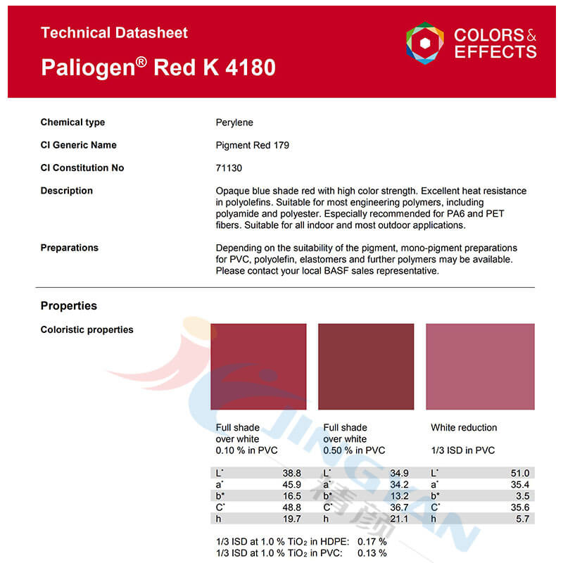 巴斯夫K4180苝红有机颜料BASF Paliogen Red K4180红外线反射颜料 颜料红179